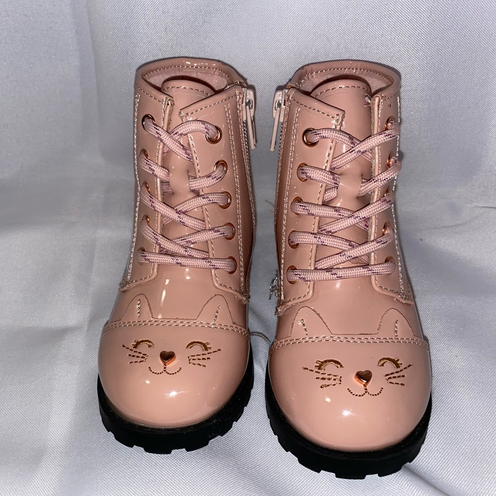 Wonder Nation pink kitty combat boots toddler 7
